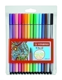 ROTULADOR FIBRA STABILO PEN 68 CAJA PLASTICO de 15