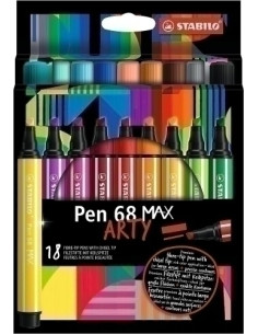 ROTULADOR FIBRA STABILO PEN 68 MAX ARTY LINE CAJA CARTON de 18