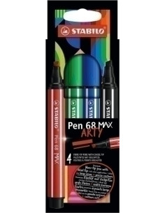 ROTULADOR FIBRA STABILO PEN 68 MAX ARTY LINE CAJA CARTON de 4