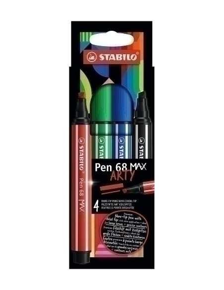 ROTULADOR FIBRA STABILO PEN 68 MAX ARTY LINE CAJA CARTON de 4