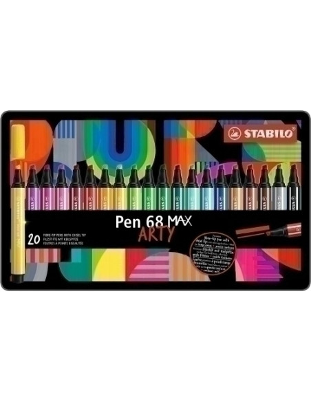 ROTULADOR FIBRA STABILO PEN 68 MAX ARTY LINE ESTUCHE METAL de 20