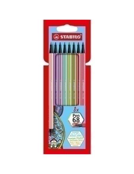 ROTULADOR FIBRA STABILO PEN 68 NUEVOS COLORES ESTUCHE DE CARTON 8 UNIDADES