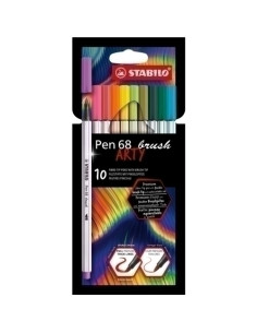 ROTULADOR FIBRA STABILO PEN BRUSH ARTY LINE PUNTA PINCEL CAJA CARTON de 10