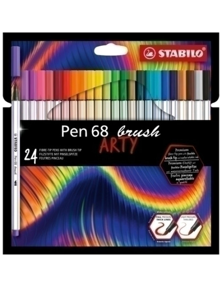 ROTULADOR FIBRA STABILO PEN BRUSH ARTY LINE PUNTA PINCEL CAJA CARTON de 24