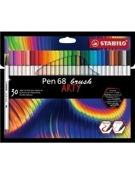 ROTULADOR FIBRA STABILO PEN BRUSH ARTY LINE PUNTA PINCEL CAJA CARTON de 30