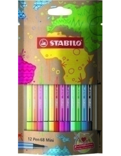 ROTULADOR FIBRA STABILO POINT 68 ESTUCHE de 12 DESIGN