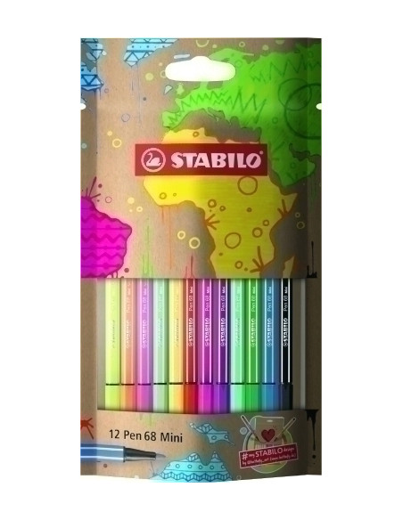 ROTULADOR FIBRA STABILO POINT 68 ESTUCHE de 12 DESIGN