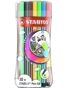 ROTULADOR FIBRA STABILO POINT 68 SLEEVE PACK ESTUCHE de 30