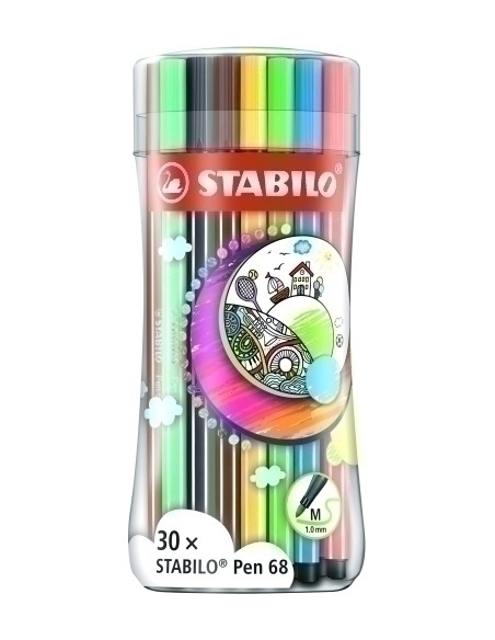 ROTULADOR FIBRA STABILO POINT 68 SLEEVE PACK ESTUCHE de 30