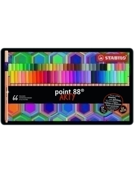 ROTULADOR FIBRA STABILO POINT 88 ARTY LINE ESTUCHE METAL DE 66