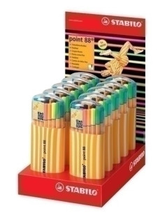 ROTULADOR FIBRA STABILO POINT 88 ESTUCHE de 20 ZEBRUI EXPOSITOR de 10