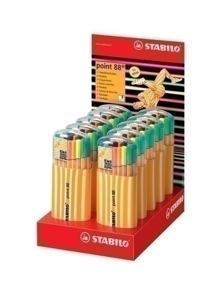 ROTULADOR FIBRA STABILO POINT 88 ESTUCHE de 20 ZEBRUI EXPOSITOR de 10