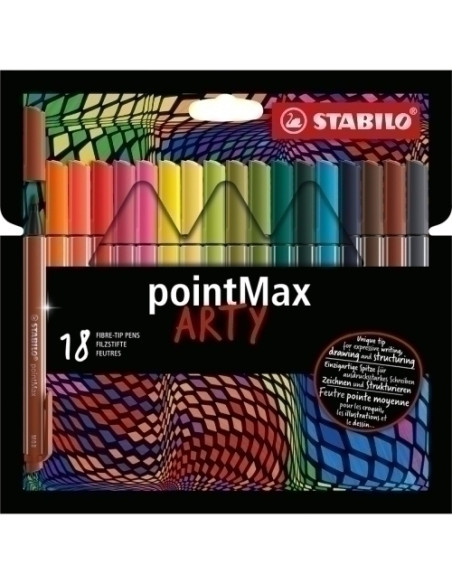 ROTULADOR FIBRA STABILO POINTMAX ARTY LINE ESTUCHE CARTON de 18