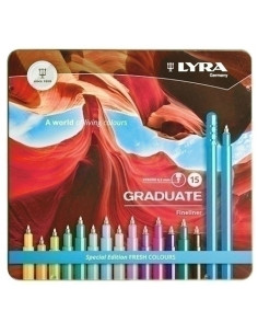 ROTULADOR LYRA GRADUATE FINELINER COLORES FRESH ESTUCHE METAL DE 15