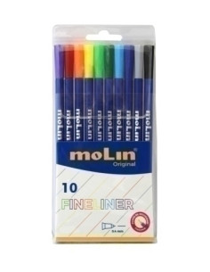 ROTULADOR MOLIN FINELINER 04 mm BOLSA DE 10 COLORES SURTIDOS