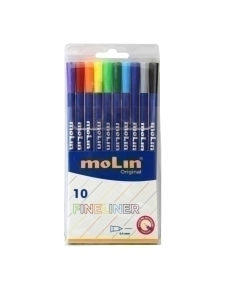 ROTULADOR MOLIN FINELINER 04 mm BOLSA DE 10 COLORES SURTIDOS