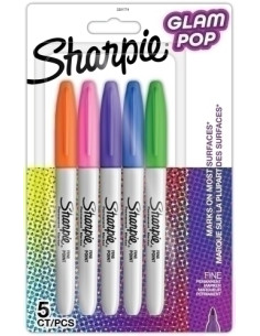 ROTULADOR PERMANENTE SHARPIE FINE GLAM POP BLISTER de 5