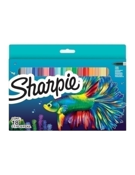 ROTULADOR PERMANENTE SHARPIE FINE SURTIDO BLISTER de 18