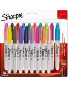 ROTULADOR PERMANENTE SHARPIE FINE SURTIDO BOLSA de 18