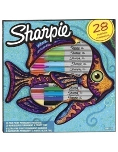 ROTULADOR PERMANENTE SHARPIE FINE&ULTRA FINE BIG PACK PEZ CAJA REGALO DE 28 20x FINE SURTIDO  8x ULTRA FINE SURTIDO