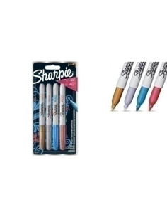 ROTULADOR PERMANENTE SHARPIE METALLIC F BLISTER DE 4 Rojo Azul Oro y Plata
