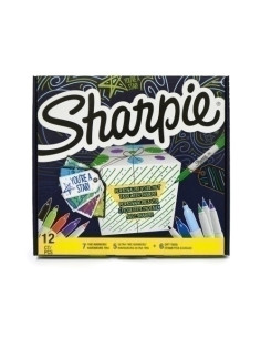 ROTULADOR PERMANENTE SPECIAL PACK SHARPIE  GIFT ON CAJA DE 12 7x FINE 5x ULTRA FINE SET OF TAGS 3 blancas  3 negras de REGALO