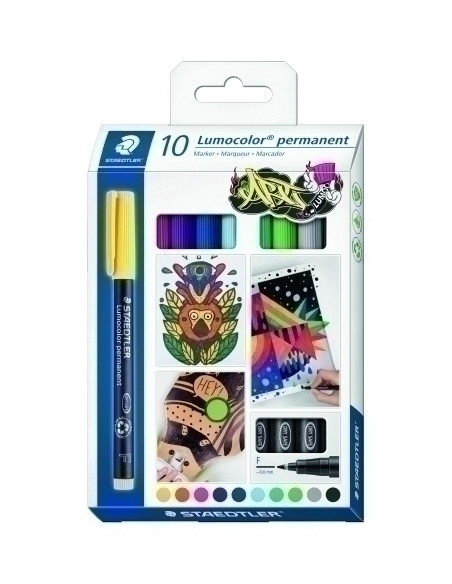 ROTULADOR PERMANENTE STAEDTLER 318 LUMOCOLOR F CAJA de 10