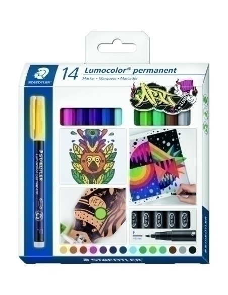ROTULADOR PERMANENTE STAEDTLER 318 LUMOCOLOR F CAJA de 14