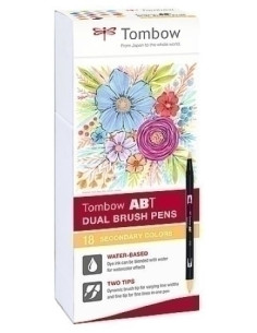 ROTULADOR TOMBOW DOBLE PUNTA PINCEL COLORES SECUNDARIOS ESTUCHE de 18