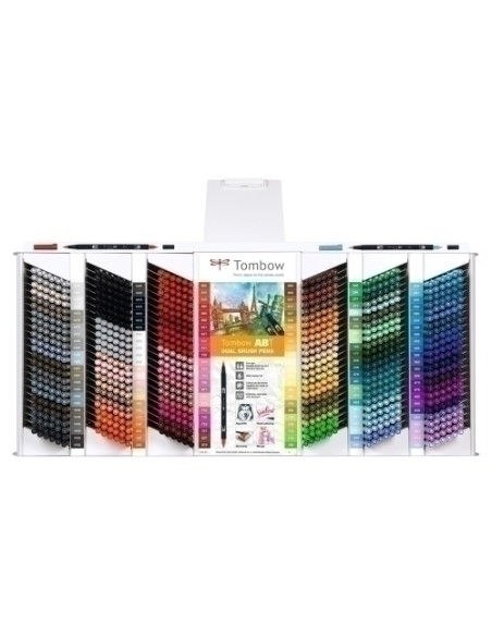 ROTULADOR TOMBOW DOBLE PUNTA PINCEL EXPOSITOR de 864  107 colores  mezclador