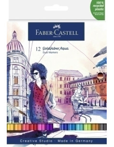 ROTULADORES ACUARELABLES FABER-CASTELL GOLDFABER AQUA DUAL MARKERS estuche de 12 SURTIDOS