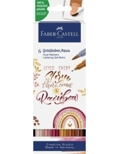 ROTULADORES ACUARELABLES FABER-CASTELL GOLDFABER AQUA DUAL MARKERS estuche de 6 BOHO