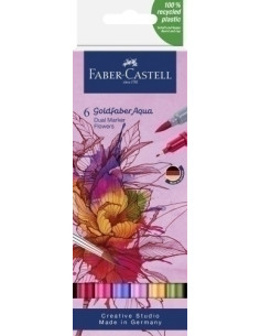 ROTULADORES ACUARELABLES FABER-CASTELL GOLDFABER AQUA DUAL MARKERS estuche de 6 FLOWER