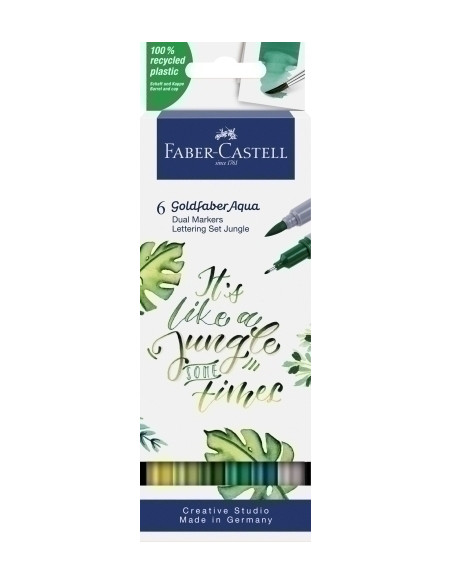 ROTULADORES ACUARELABLES FABER-CASTELL GOLDFABER AQUA DUAL MARKERS estuche de 6 JUNGLE