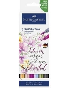 ROTULADORES ACUARELABLES FABER-CASTELL GOLDFABER AQUA DUAL MARKERS estuche de 6 LETTERING