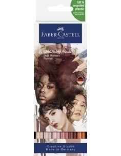 ROTULADORES ACUARELABLES FABER-CASTELL GOLDFABER AQUA DUAL MARKERS estuche de 6 PORTRAIT