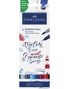 ROTULADORES ACUARELABLES FABER-CASTELL GOLDFABER AQUA DUAL MARKERS estuche de 6 SEA