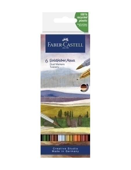 ROTULADORES ACUARELABLES FABER-CASTELL GOLDFABER AQUA DUAL MARKERS estuche de 6 TUSCANY