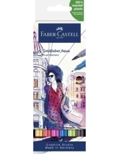 ROTULADORES ACUARELABLES FABER-CASTELL GOLDFABER AQUA DUAL MARKERSA estuche de 6 SURTIDOS