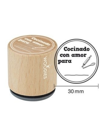 SELLO COLOP WOODIES Ø30mm CAUCHO GRIS  COCINANDO CON AMOR PARA  3