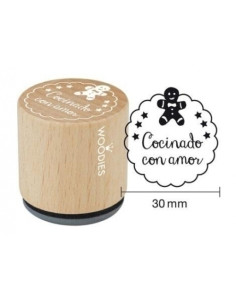 SELLO COLOP WOODIES Ø30mm CAUCHO GRIS  COCINANDO CON AMOR  2
