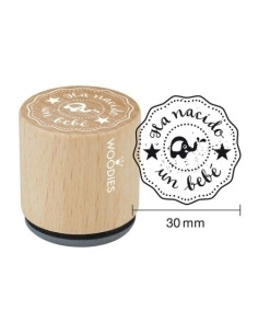 SELLO COLOP WOODIES Ø30mm CAUCHO GRIS  HA NACIDO UN BEBE