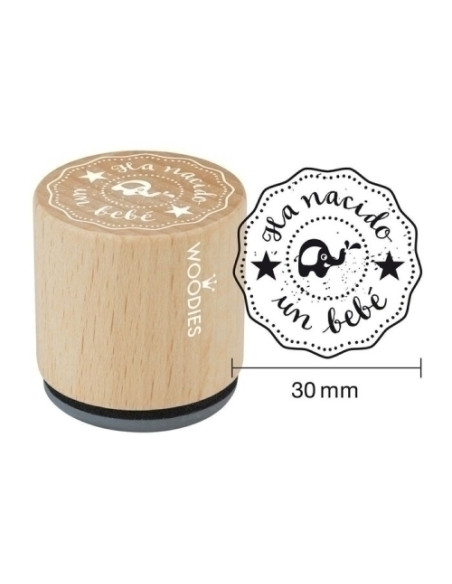 SELLO COLOP WOODIES Ø30mm CAUCHO GRIS  HA NACIDO UN BEBE
