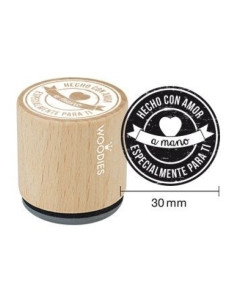 SELLO COLOP WOODIES Ø30mm CAUCHO GRIS  HECHO CON AMOR ESPECIALMENTE PARA TI