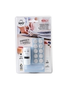 SELLO entAUT COLOP PRINTER LITTLE NIO Ø17mm CON 10 GOMAS INTERCAMBIABLES CON MOTIVOS HAND MADE GRIS 154573