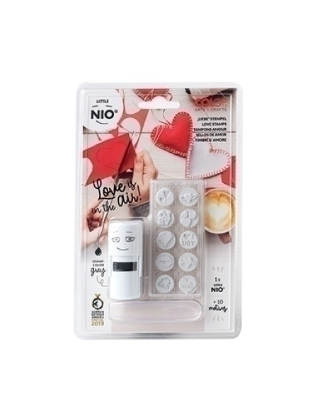 SELLO entAUT COLOP PRINTER LITTLE NIO Ø17mm CON 10 GOMAS INTERCAMBIABLES CON MOTIVOS PARA AMOR GRIS 154843