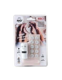 SELLO entAUT COLOP PRINTER LITTLE NIO Ø17mm CON 10 GOMAS INTERCAMBIABLES CON MOTIVOS PARA COCINA GRIS 154844