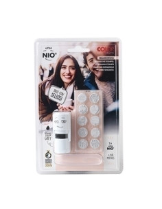 SELLO entAUT COLOP PRINTER LITTLE NIO Ø17mm CON 10 GOMAS INTERCAMBIABLES CON MOTIVOS SURTIDOS GRIS 154851