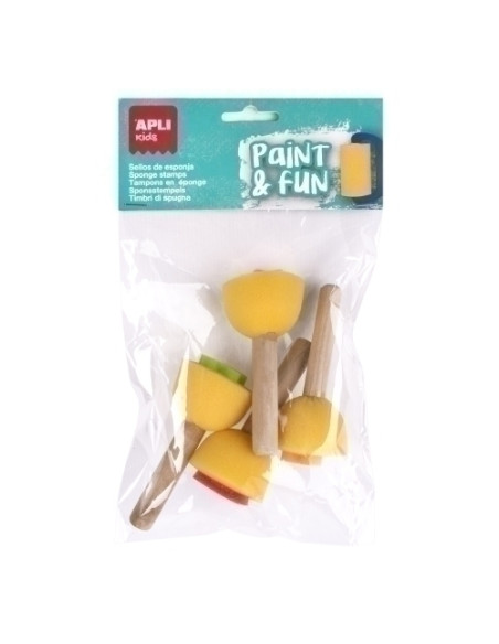 SELLOS de ESPONJA APLI para PINTURA MANGO MADERA BOLSA DE 4