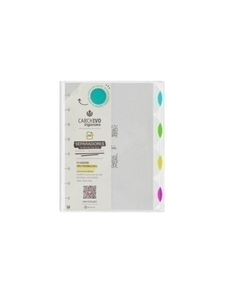 SEPARADORES CARCHIVO INGENIOX NEON PP EXTRA FUERTE A5 4 pestañas 8 taladros